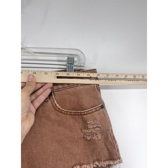 RVCA Hello Mellow Brown Cutoff Denim Jean Shorts Frayed Edge Women’s Size 29 - Picture 6 of 12